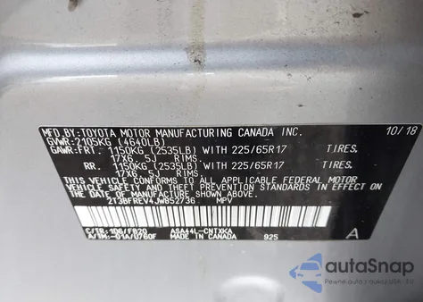 2018 Toyota Rav4 Le from USA, damaged, VIN 2T3BFREV4JW852736